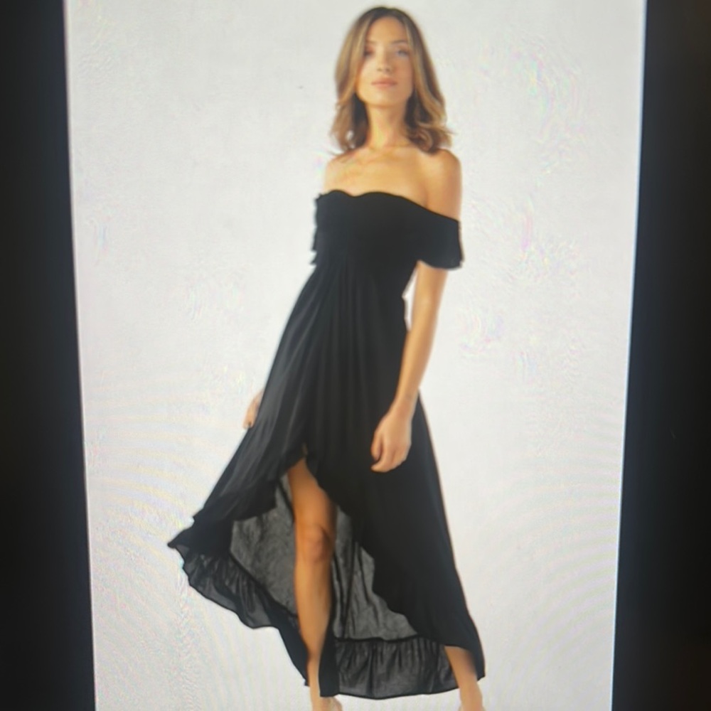Tiare Hawaii Black Off-Shoulder Maxi Dress